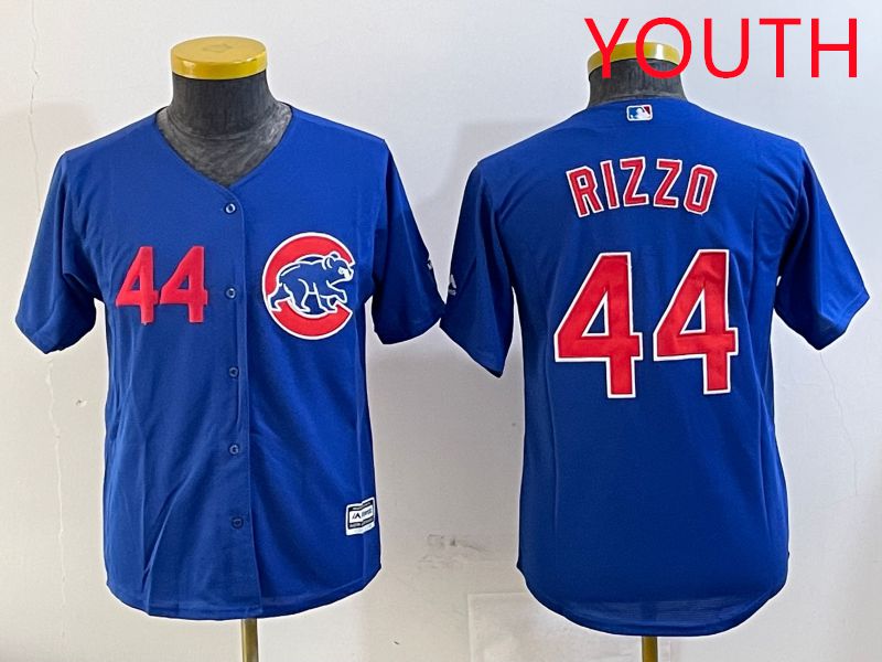 Youth Chicago Cubs #44 Rizzo Blue Game 2025 Nike MLB Jersey style 2